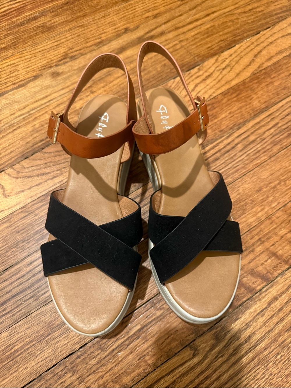 Women’s Two-Tone Leather & Suede Slingback Sandals - Black/Tan